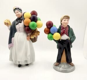 Royal Doulton Balloon Boy HN2934 & Biddy Pennyfarthing HN1843 Figurines w/ Boxes